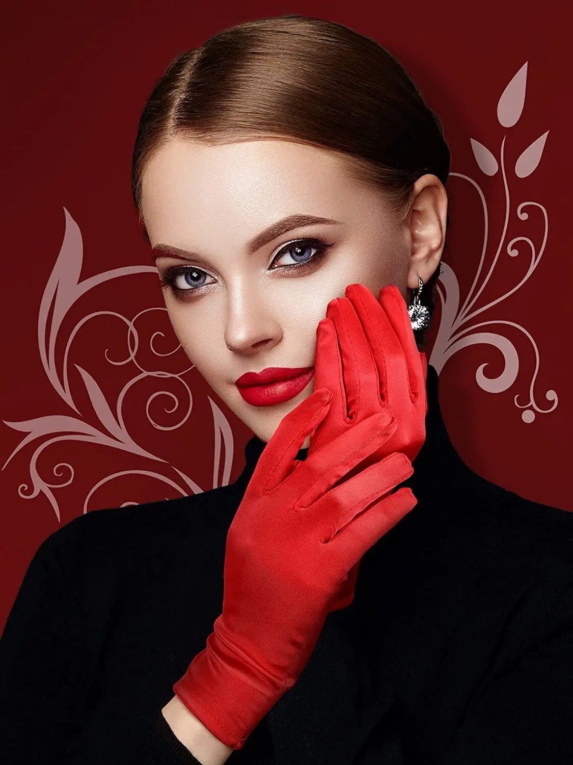 Women Wedding Brides Satin Short Gloves Opera Banquet Stage Performances Multicolored Elegant Temperament Princess