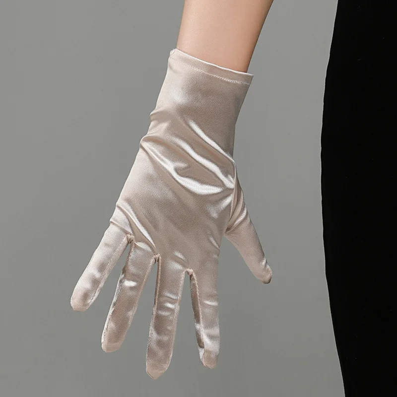 Women Wedding Brides Satin Short Gloves Opera Banquet Stage Performances Multicolored Elegant Temperament Princess