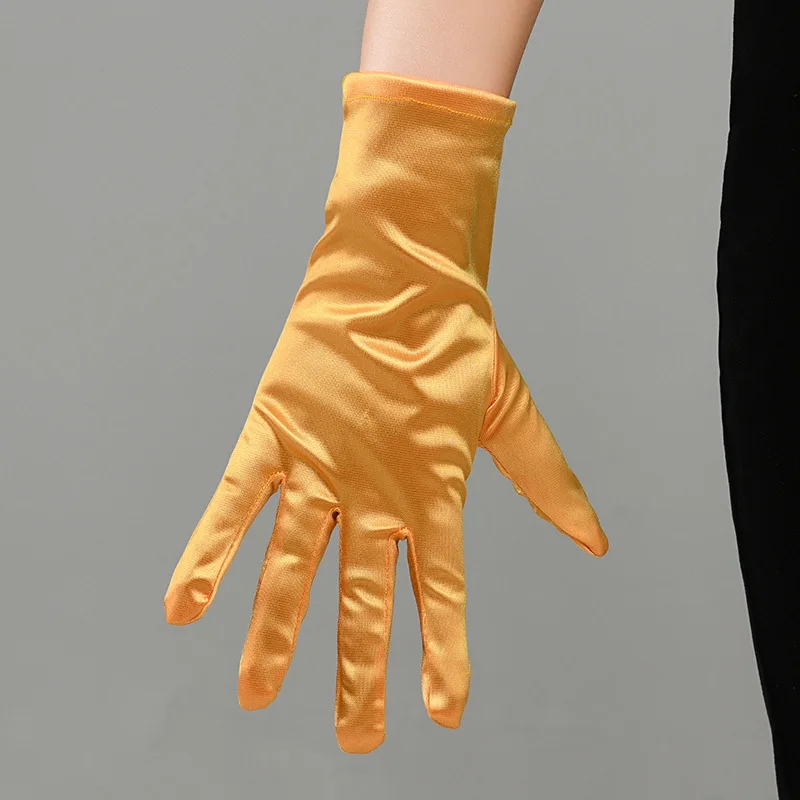 Women Wedding Brides Satin Short Gloves Opera Banquet Stage Performances Multicolored Elegant Temperament Princess