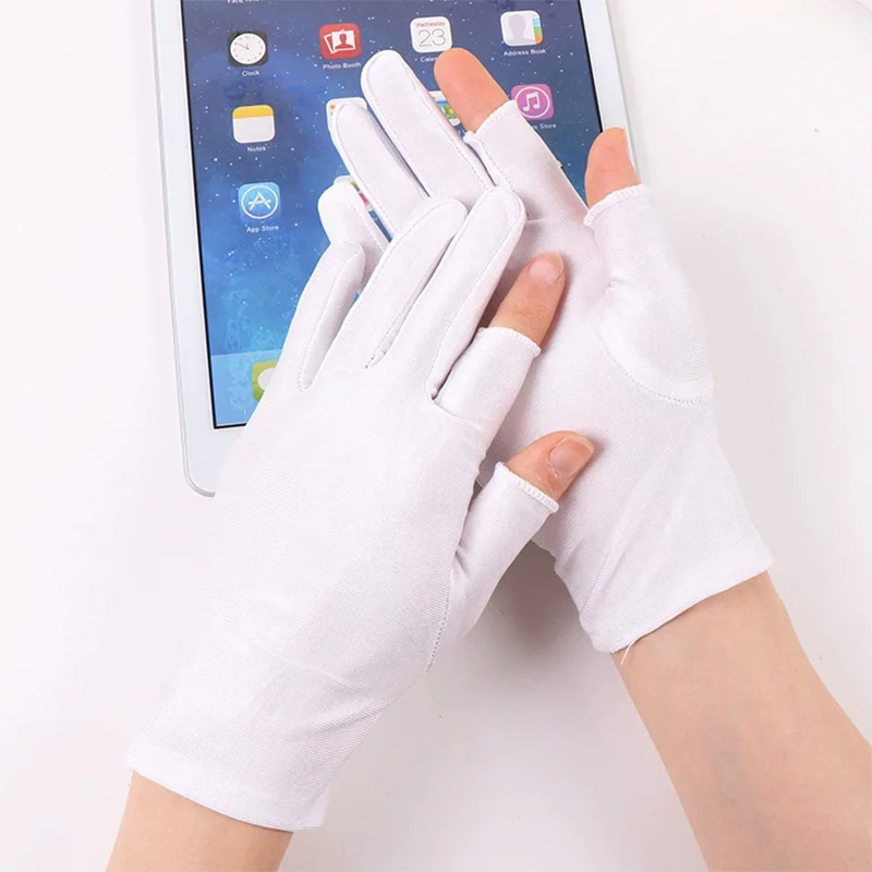 Beige Black Summer Women Gloves Outdoor Sport Breathable Thin Semi-Finger Driving Gloves Sunscreen Fingerless Elasticity Gloves