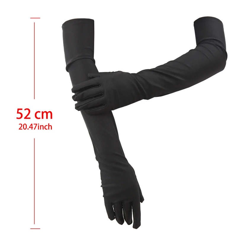 Women's Mittens Long Gloves Classic Adult Black White Red Opera/Elbow/Wrist Stretch Satin Finger Flapper Gloves Matching Costume