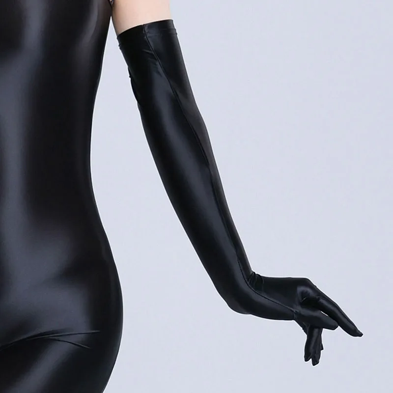 52cm Woman High Stretch Sexy Oil Smooth Glvoes Night Club Party Long Gloves Sun Protection Hand Dance Stage Performance Cosplay