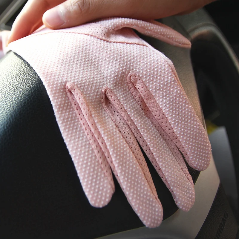 2025 New Fashion Women's Sun Protection Gloves Ladies Summer Cotton Dot Breathable Non-slip Touch Screen Driving Gloves