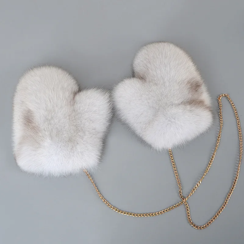 Hot Sale Winter Women Natural Real Fox Fur Gloves Warm 100% Genuine Fox Fur Mittens Girl Fashion Luxury Real Fox Fur Glove