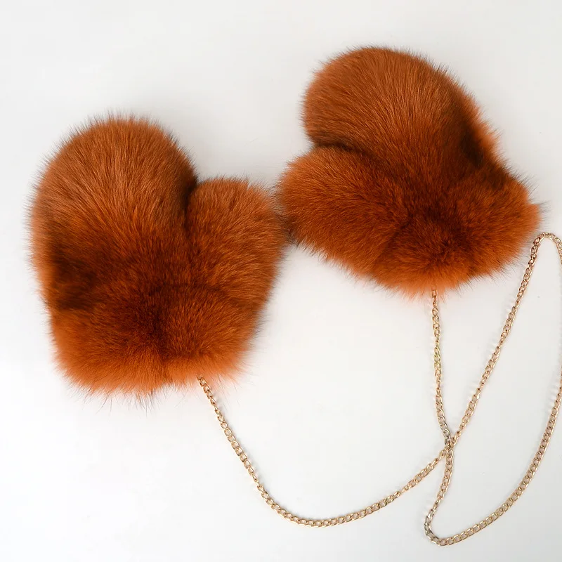 Hot Sale Winter Women Natural Real Fox Fur Gloves Warm 100% Genuine Fox Fur Mittens Girl Fashion Luxury Real Fox Fur Glove