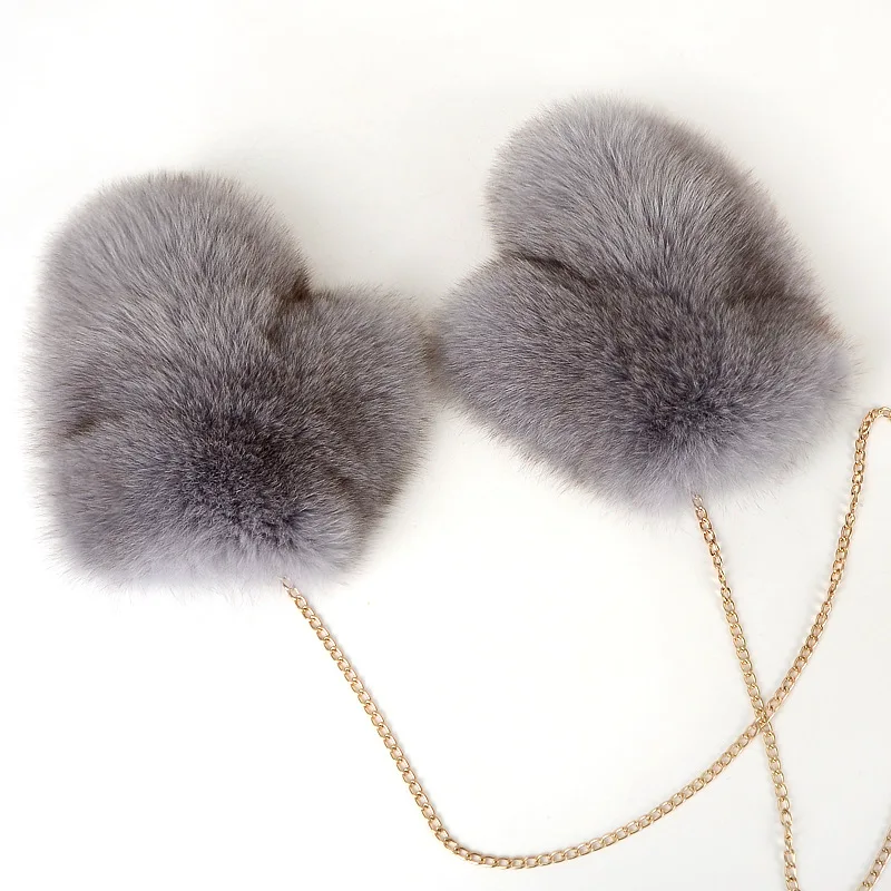 Hot Sale Winter Women Natural Real Fox Fur Gloves Warm 100% Genuine Fox Fur Mittens Girl Fashion Luxury Real Fox Fur Glove