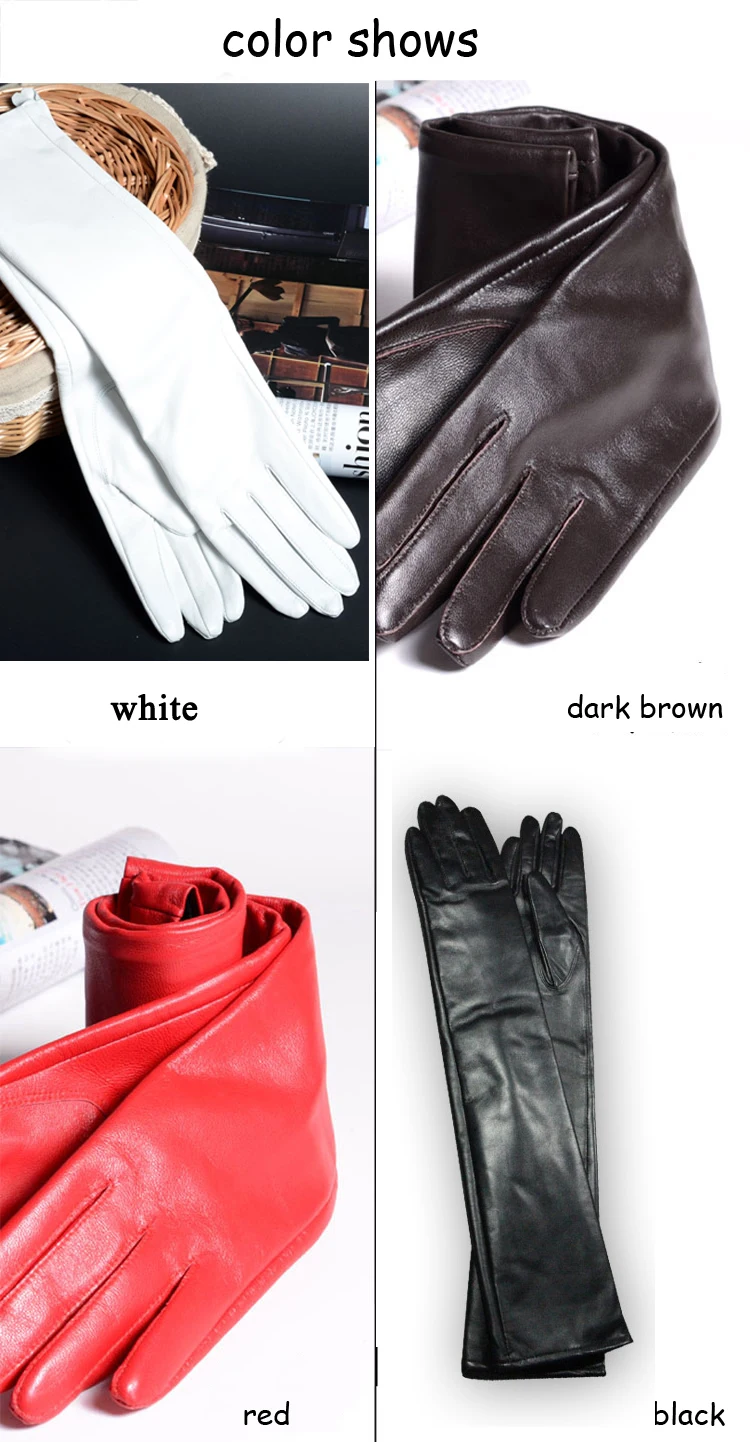 Sale 2026 Winter Women Genuine Leather 30cm/40cm/50cm Long Evening Gloves Female Customized Large 2XL Size Black/Red/White Luvas
