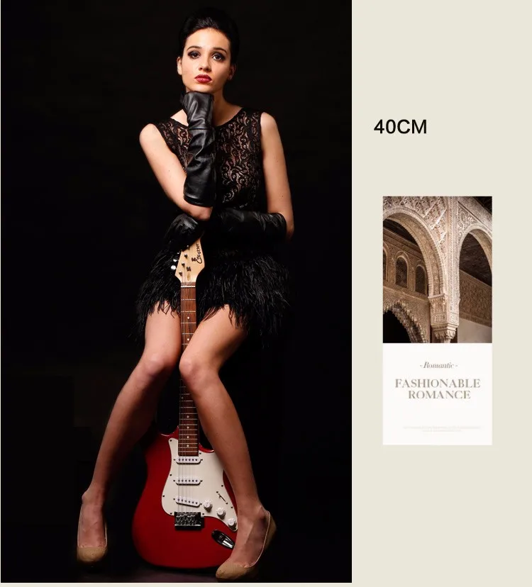 Sale 2026 Winter Women Genuine Leather 30cm/40cm/50cm Long Evening Gloves Female Customized Large 2XL Size Black/Red/White Luvas