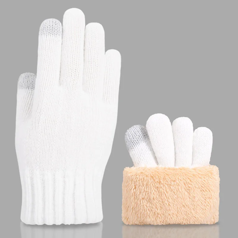 Men's Autumn Winter Touch Screen Knitted Gloves Outdoor Sports Cycling Plus Velvet Double Layer Thicke Driving Warm Mittens S310