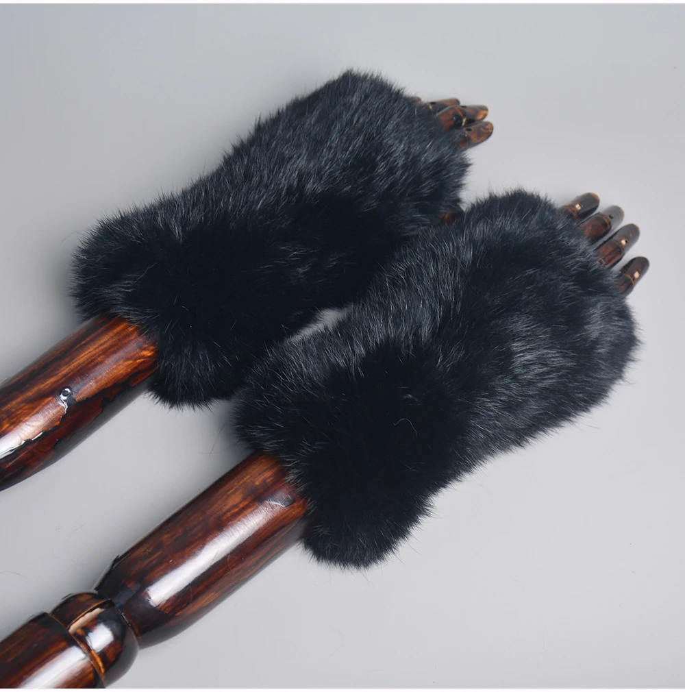 New Arrival Female Natural Rabbit Fur Gloves Knitted Warm Real Rex Rabbit Fur Mittens Women Winter Outdoor Rex Rabbit Fur Gloves