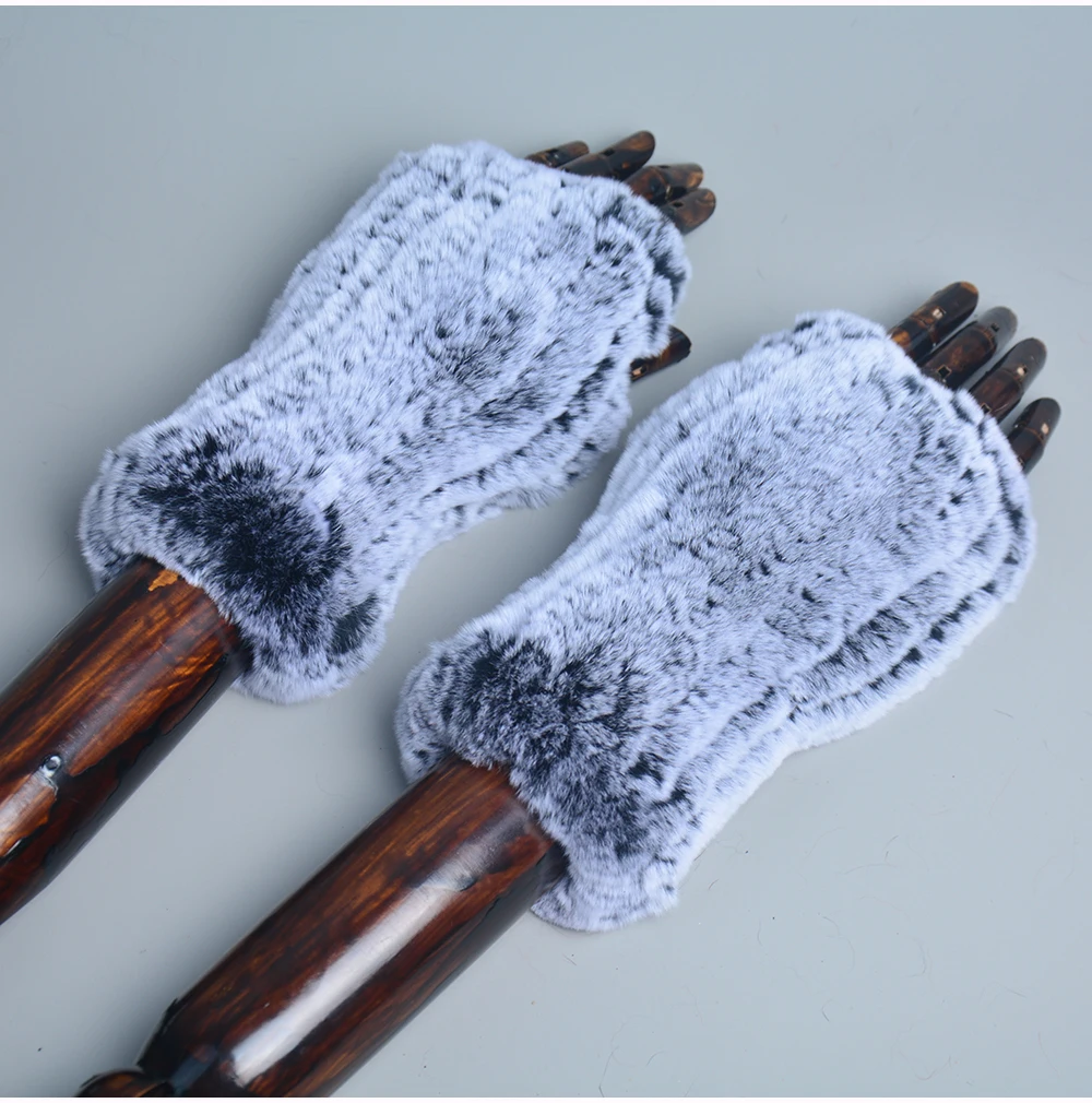 New Arrival Female Natural Rabbit Fur Gloves Knitted Warm Real Rex Rabbit Fur Mittens Women Winter Outdoor Rex Rabbit Fur Gloves