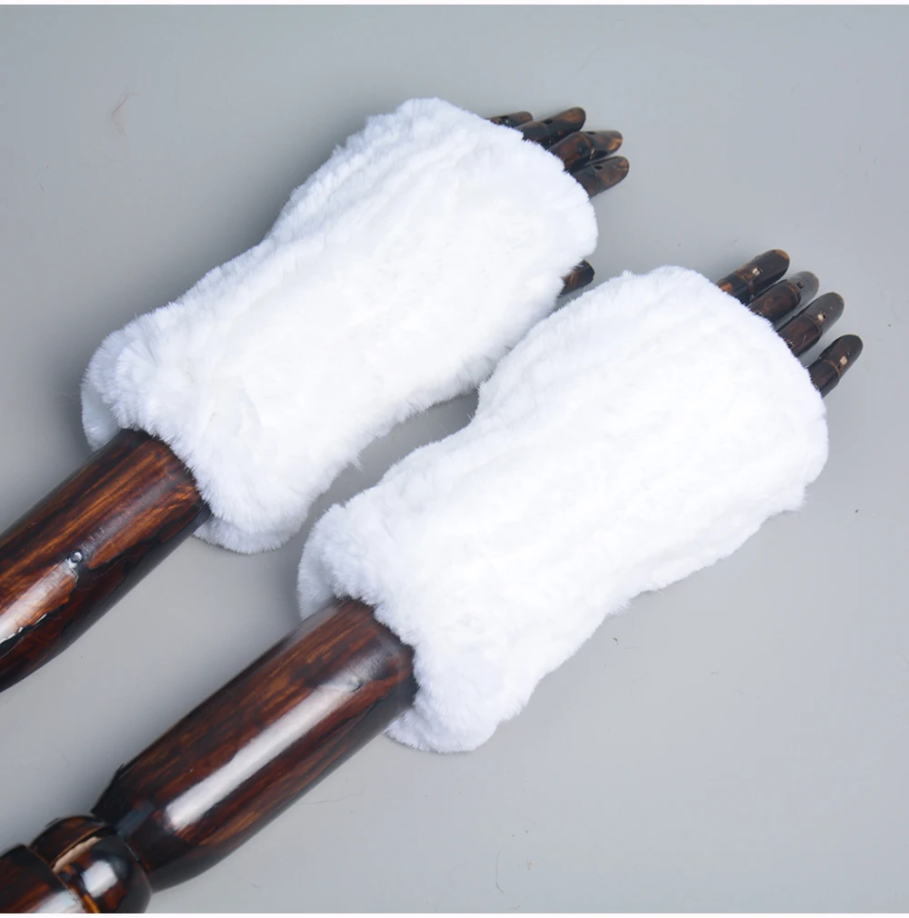 New Arrival Female Natural Rabbit Fur Gloves Knitted Warm Real Rex Rabbit Fur Mittens Women Winter Outdoor Rex Rabbit Fur Gloves