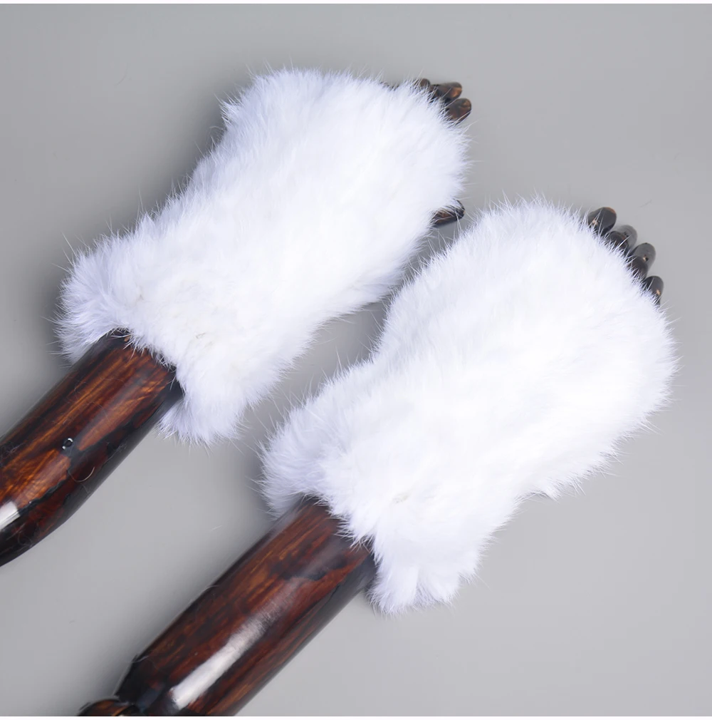 New Arrival Female Natural Rabbit Fur Gloves Knitted Warm Real Rex Rabbit Fur Mittens Women Winter Outdoor Rex Rabbit Fur Gloves