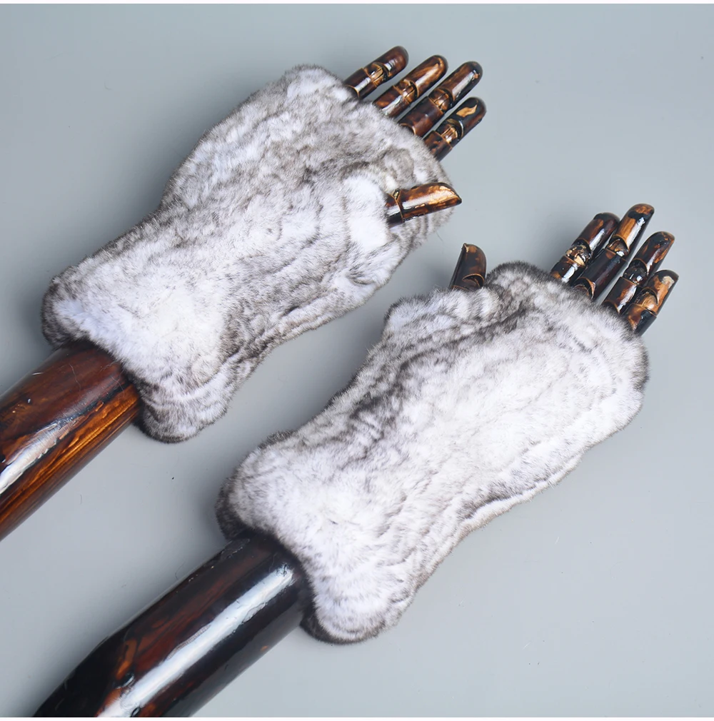 New Arrival Female Natural Rabbit Fur Gloves Knitted Warm Real Rex Rabbit Fur Mittens Women Winter Outdoor Rex Rabbit Fur Gloves