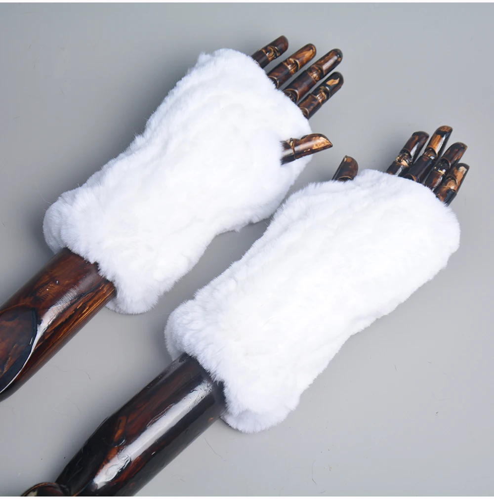 New Arrival Female Natural Rabbit Fur Gloves Knitted Warm Real Rex Rabbit Fur Mittens Women Winter Outdoor Rex Rabbit Fur Gloves