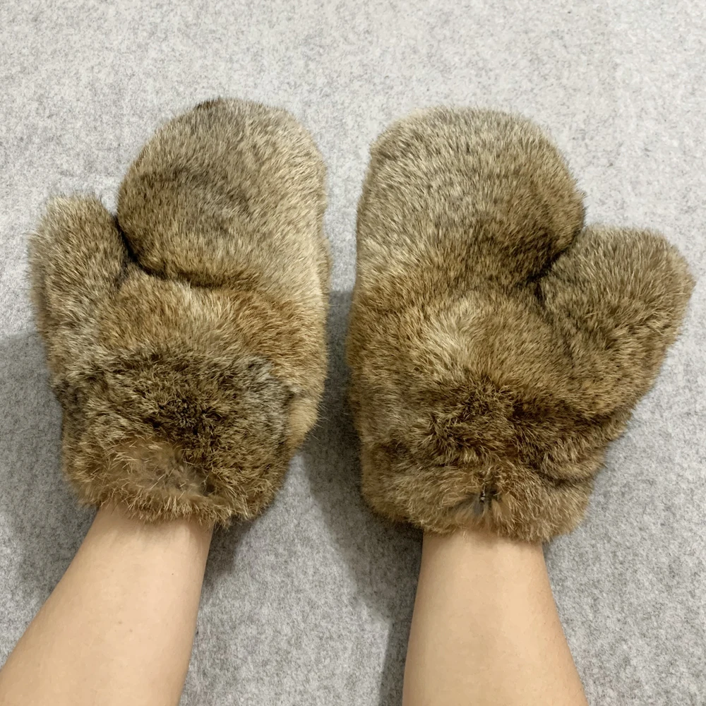 2026 Hot Sale Winter Women Real Genuine Rabbit Fur Mittens Fahion Unisex Warm Rabbit Fur Mitten Male Natural Fur Plus Gloves