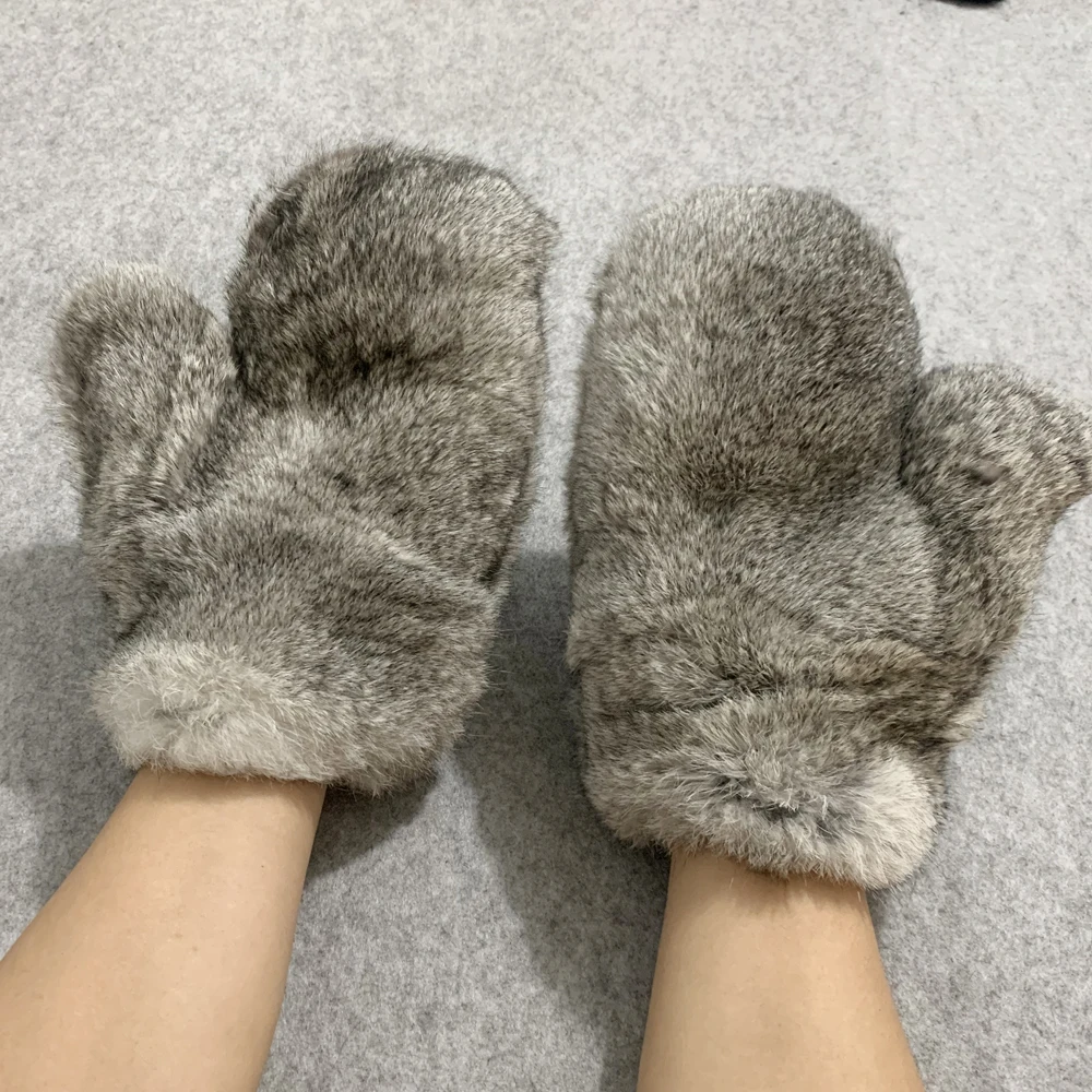 2026 Hot Sale Winter Women Real Genuine Rabbit Fur Mittens Fahion Unisex Warm Rabbit Fur Mitten Male Natural Fur Plus Gloves