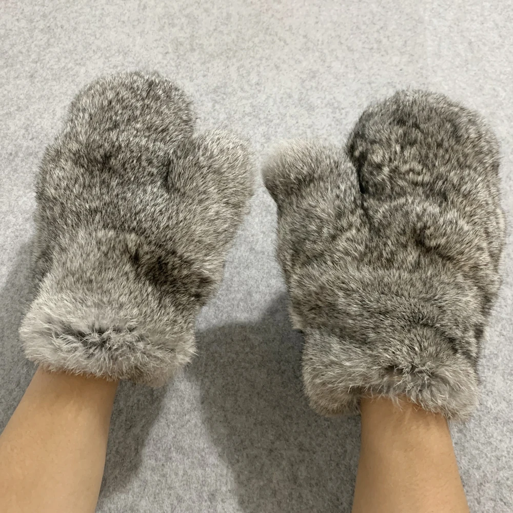 2026 Hot Sale Winter Women Real Genuine Rabbit Fur Mittens Fahion Unisex Warm Rabbit Fur Mitten Male Natural Fur Plus Gloves