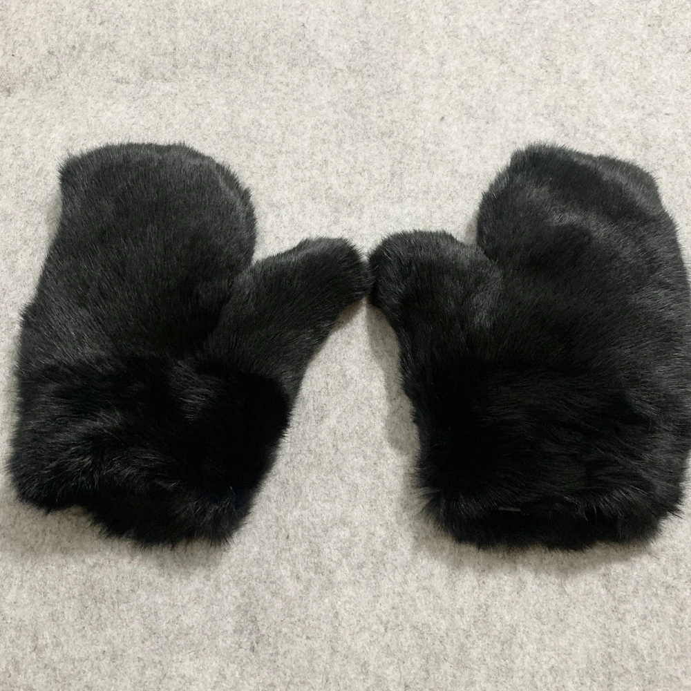 2026 Hot Sale Winter Women Real Genuine Rabbit Fur Mittens Fahion Unisex Warm Rabbit Fur Mitten Male Natural Fur Plus Gloves