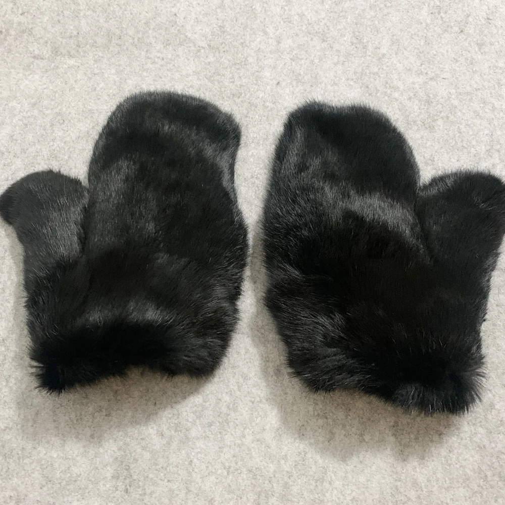 2026 Hot Sale Winter Women Real Genuine Rabbit Fur Mittens Fahion Unisex Warm Rabbit Fur Mitten Male Natural Fur Plus Gloves