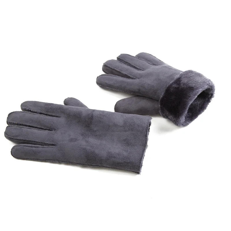 2017 Winter Thick Faux Wool Sheepskin Gloves Mittens Fashion Unisex Wind Suede Leather Fur Women Men Warmer Cycling Gloves G127