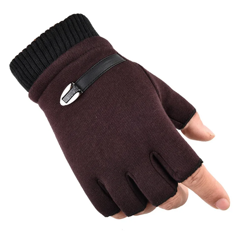 Half Finger Cycling Glove Winter Warm Men Women Sports Climbing Fitness Driving Mitten B50