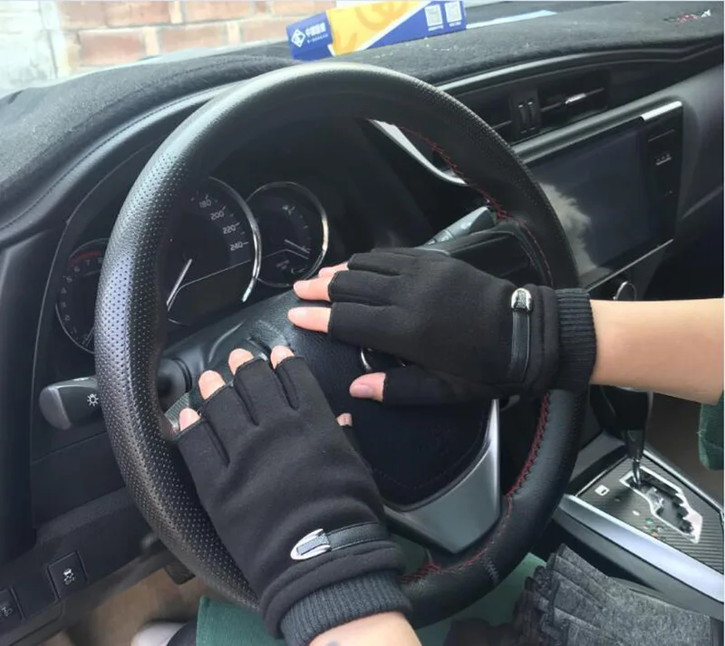 Half Finger Cycling Glove Winter Warm Men Women Sports Climbing Fitness Driving Mitten B50