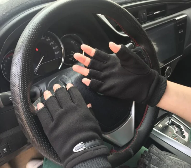Half Finger Cycling Glove Winter Warm Men Women Sports Climbing Fitness Driving Mitten B50