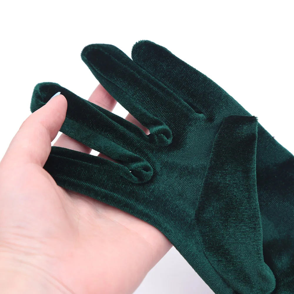 55cm Women Vintage Black Velvet Long Gloves Opera Over Elbow Arm Sleeve Full Finger Driving Evening Dress Etiquette Gloves