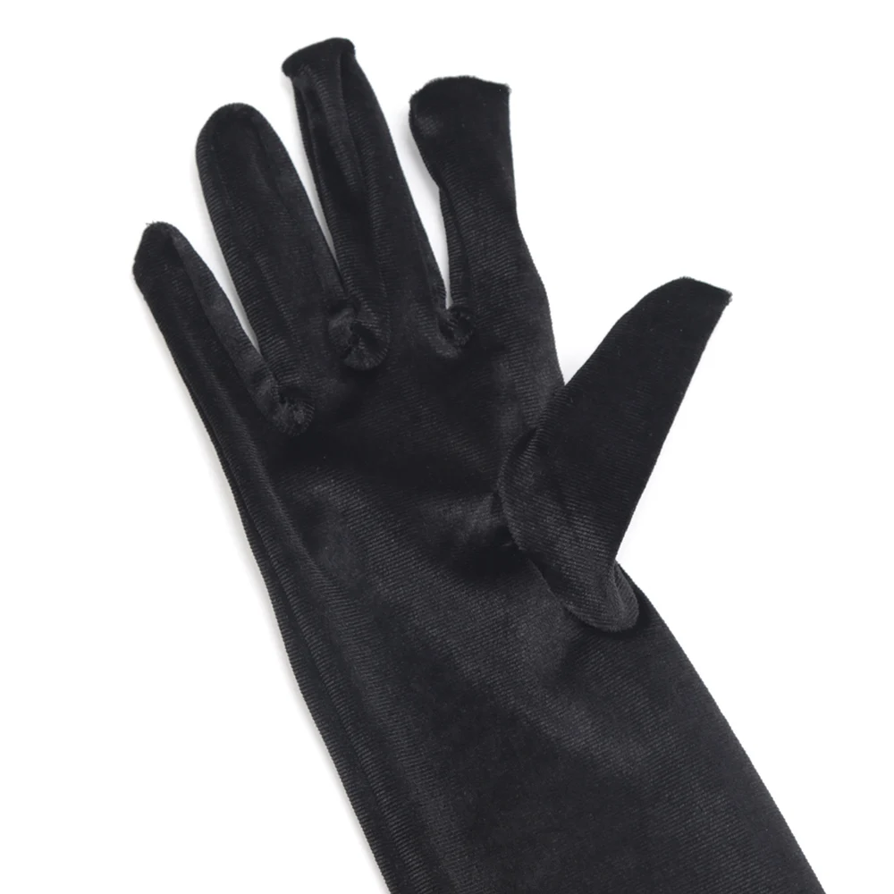 55cm Women Vintage Black Velvet Long Gloves Opera Over Elbow Arm Sleeve Full Finger Driving Evening Dress Etiquette Gloves