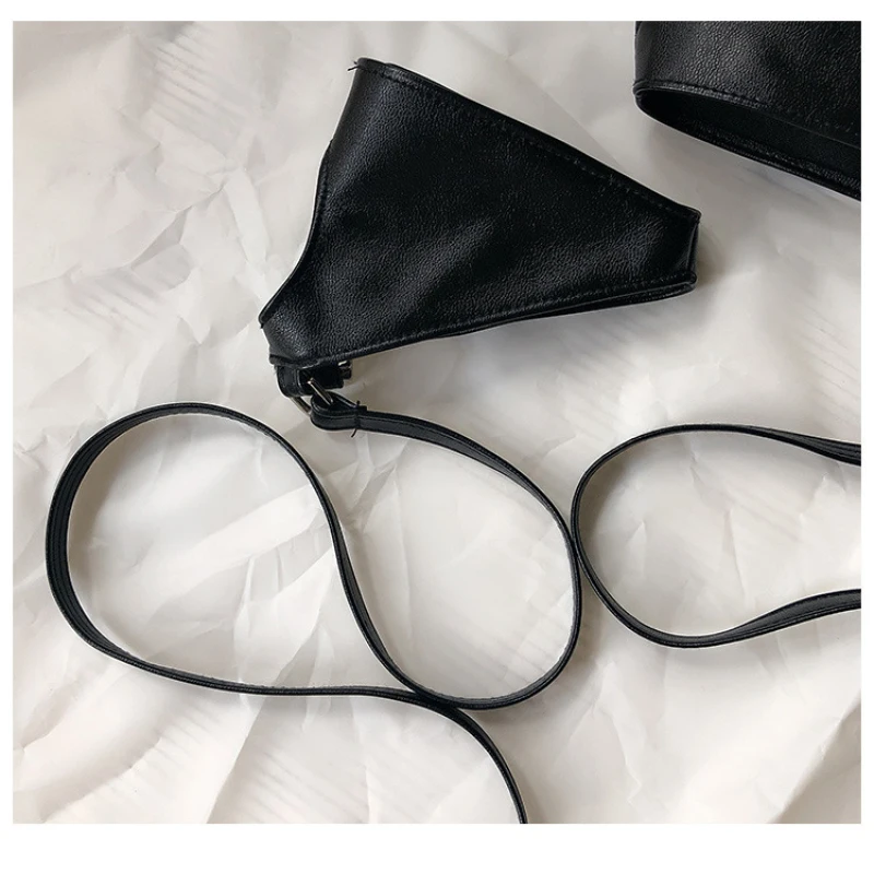 Black Sexy Bandage Lace Leather Women Half-Finger Fingerless Gloves Punk Style Nightclub Hip-Hop Pole Dancing Stage Performance