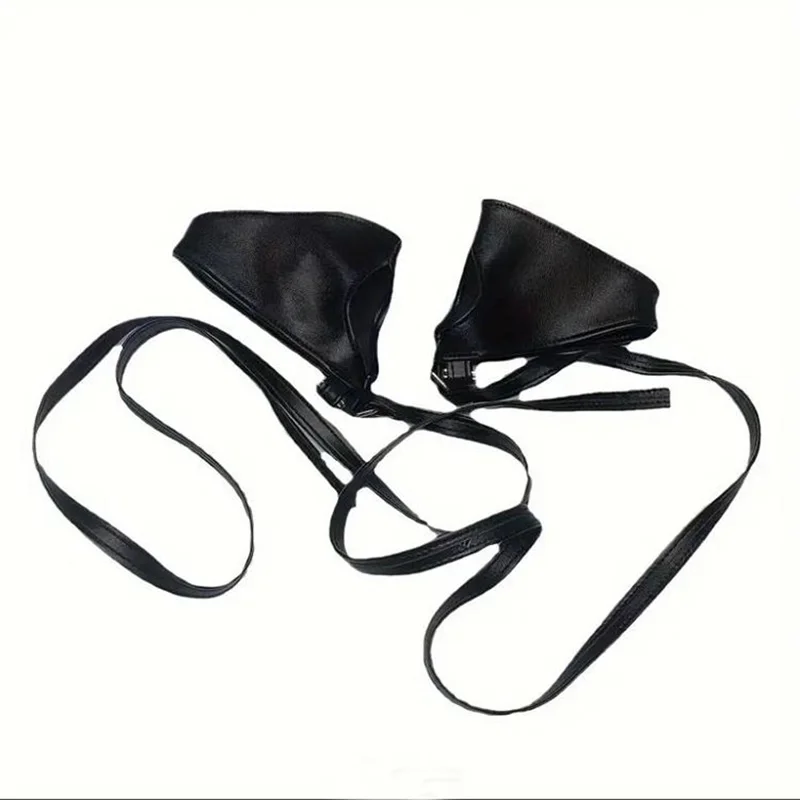 Black Strap PU Leather Gothic Punk Hip-Hop Half-Finger Gloves Women Sexy Y2K Lolita Fingerless Sleeve Stage Perfermence Cosplay