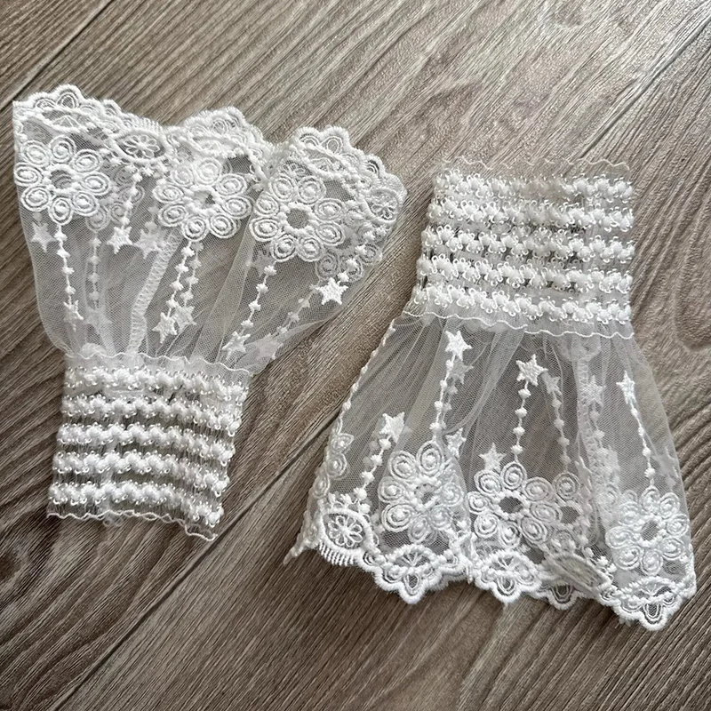 Lace Cuffs White Detachable Autumn Sleeve Fake Sleeve Ruffles Elbow Sleeve Sun Protection Gloves Sweater Decorative Accessories