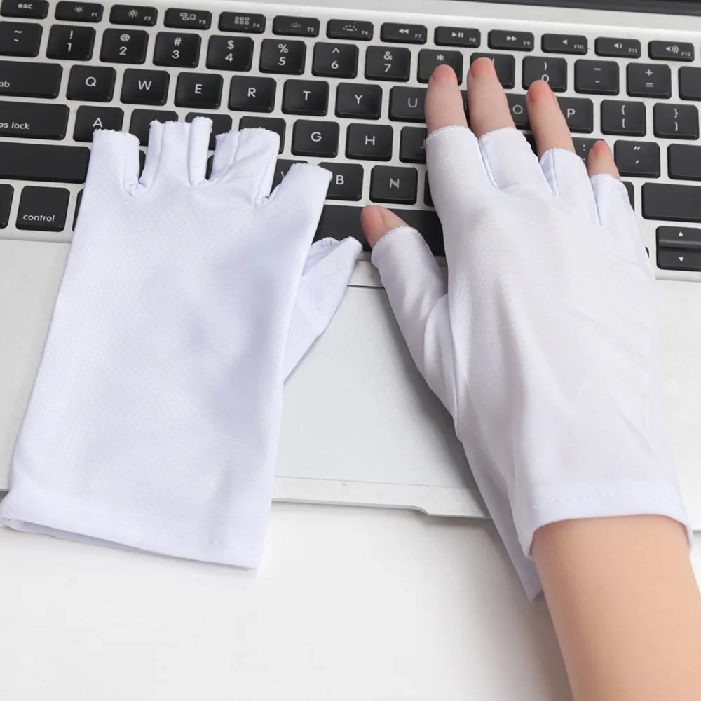 1Pair Sunscreen Protection Fingerless Gloves Women Arm Cool Summer Breathable Thin Mittens Half Finger Sleeves Black White Beige