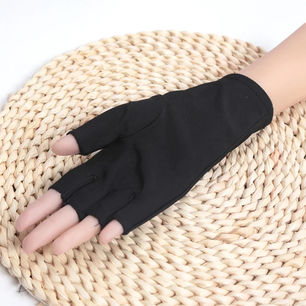 1Pair Sunscreen Protection Fingerless Gloves Women Arm Cool Summer Breathable Thin Mittens Half Finger Sleeves Black White Beige