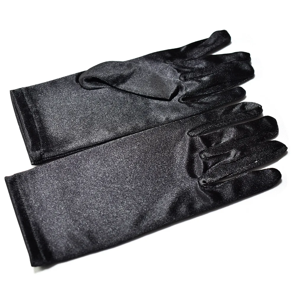 New Women Dance Performance Prom Ball Gloves Stretchy Satin Evening Dress Etiquette Short Gloves 1Pair White Ladies Mittens