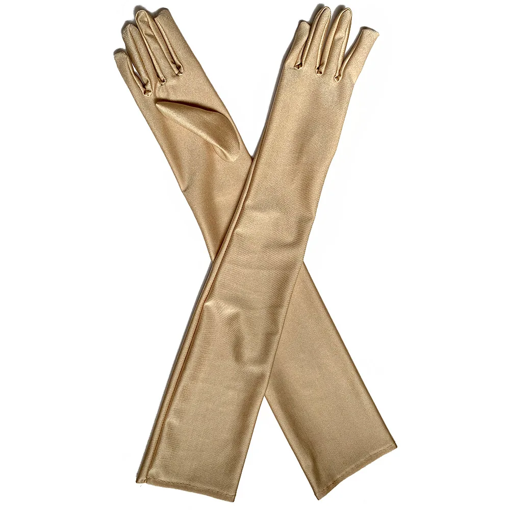 52cm Women Flapper Gloves Matching Costume Classic Adult Black White Red Skin Opera/Elbow/Wrist Stretch Satin Finger Long Gloves