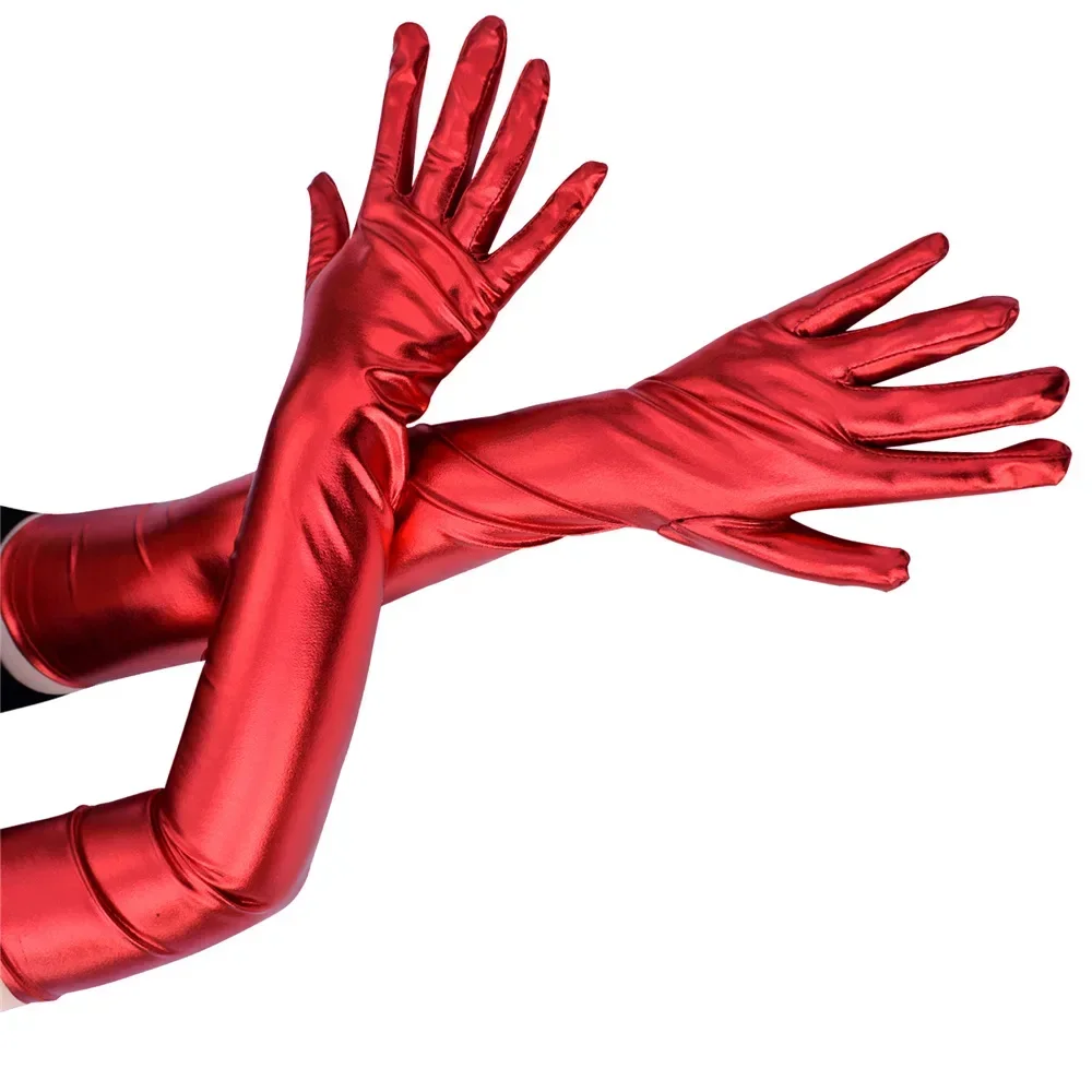 Sexy Patent Leather Long Gloves Cosplay Clothing Accessories Black Tight Gloves Pole Dance Performance Gloves Show Punk Gothic