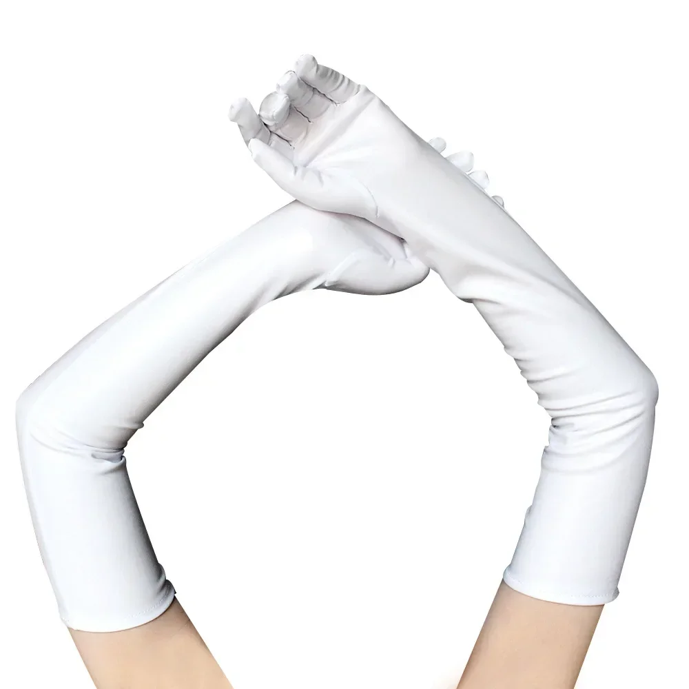 Sexy Patent Leather Long Gloves Cosplay Clothing Accessories Black Tight Gloves Pole Dance Performance Gloves Show Punk Gothic