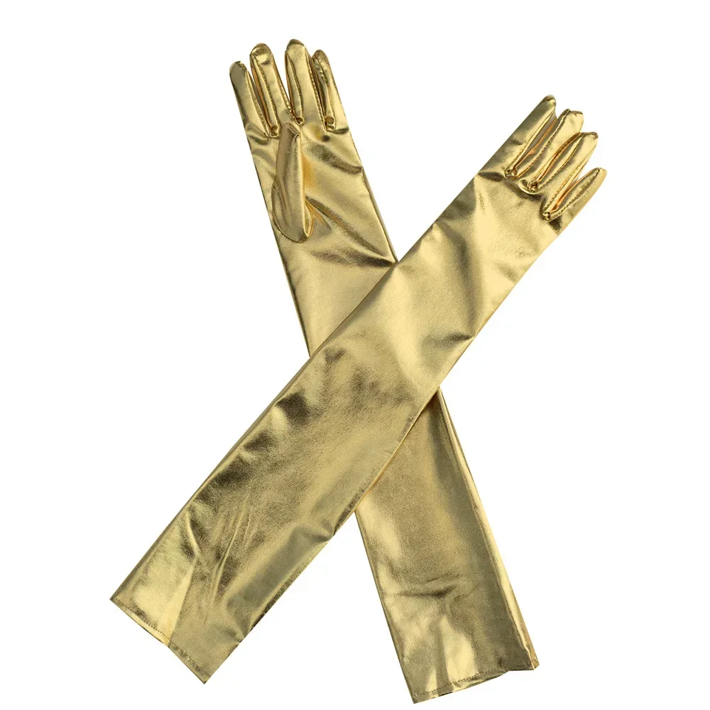 Sexy Patent Leather Long Gloves Cosplay Clothing Accessories Black Tight Gloves Pole Dance Performance Gloves Show Punk Gothic