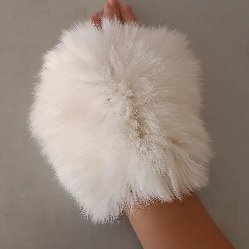 Women Genuine Knitted Rabbit Fur Glove Short Warm Winter Female Real Fur Gloves Fashion Hand Warmer