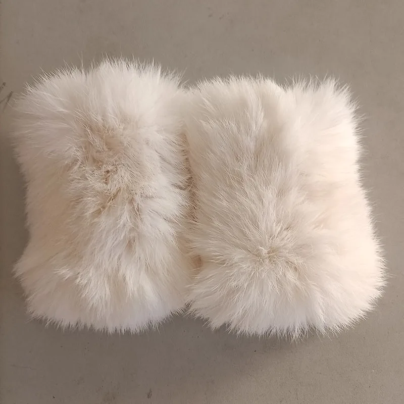 Women Genuine Knitted Rabbit Fur Glove Short Warm Winter Female Real Fur Gloves Fashion Hand Warmer