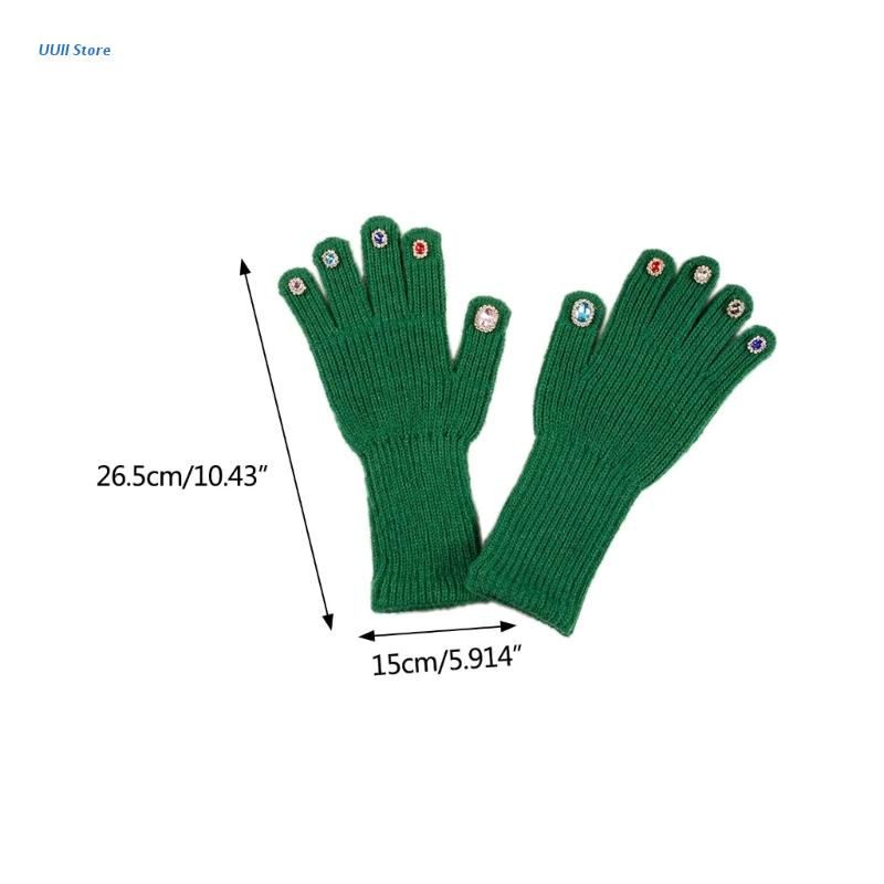 Unisex Gemstones Mittens Adults Teens Gloves Winter Warm Gloves Full Finger Warm Mittens Touchscreen Teens Mittens
