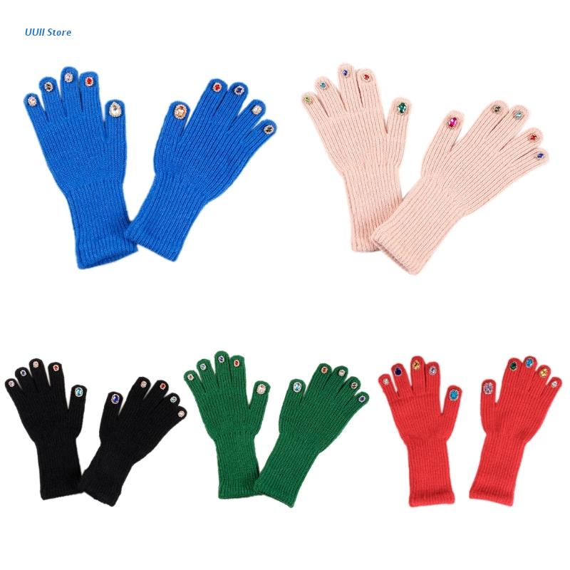 Unisex Gemstones Mittens Adults Teens Gloves Winter Warm Gloves Full Finger Warm Mittens Touchscreen Teens Mittens