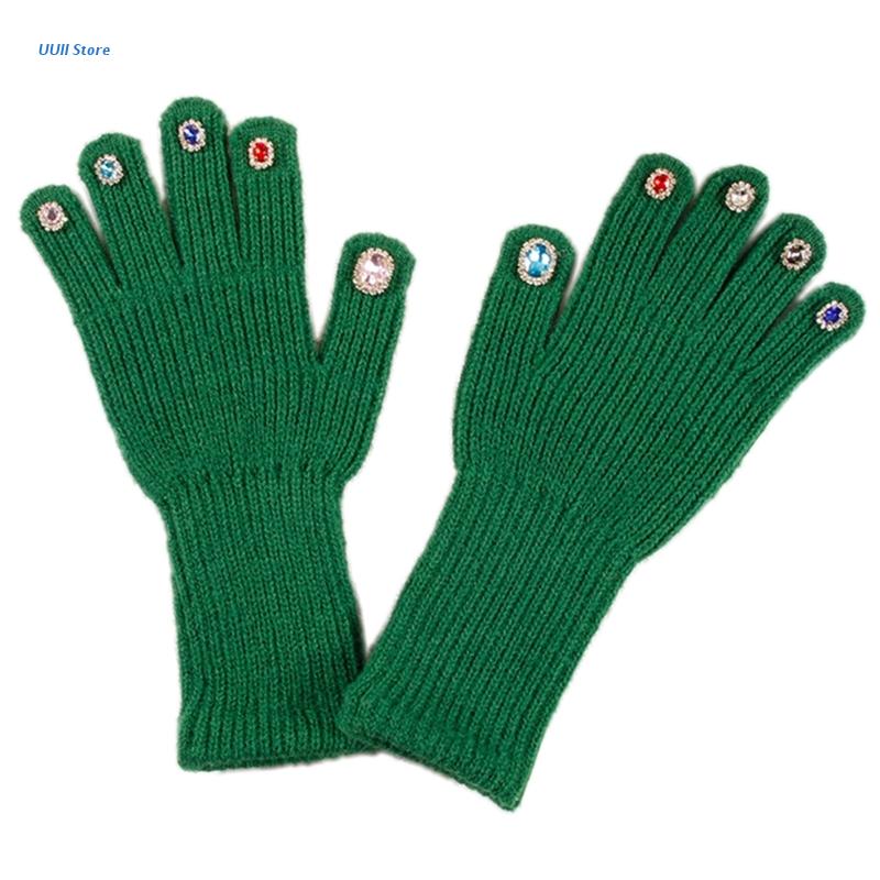Unisex Gemstones Mittens Adults Teens Gloves Winter Warm Gloves Full Finger Warm Mittens Touchscreen Teens Mittens