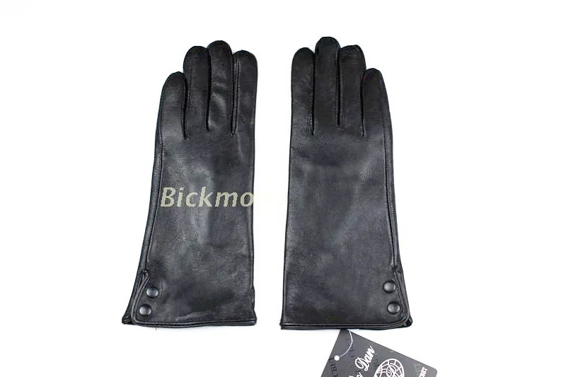 Winter Warm Leather Gloves for Women Fashion Button Style with Thin Wool And Velvet Lining Outdoor Cycling Gloves