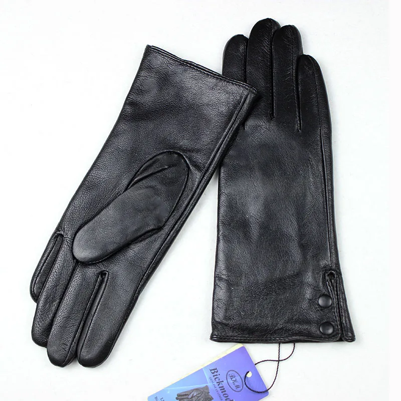 Winter Warm Leather Gloves for Women Fashion Button Style with Thin Wool And Velvet Lining Outdoor Cycling Gloves