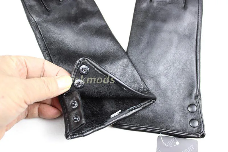 Winter Warm Leather Gloves for Women Fashion Button Style with Thin Wool And Velvet Lining Outdoor Cycling Gloves