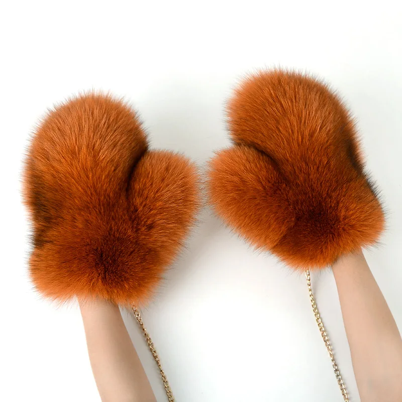 2026 New Brand Girl Fashion Luxury Real Fox Fur Glove Winter Women Natural Real Fox Fur Gloves Warm 100% Genuine Fox Fur Mittens
