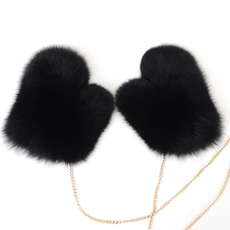 2026 New Brand Girl Fashion Luxury Real Fox Fur Glove Winter Women Natural Real Fox Fur Gloves Warm 100% Genuine Fox Fur Mittens